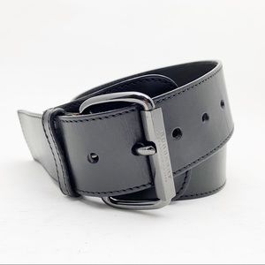 BURBERRY Black Leather Wide Fashion Belt